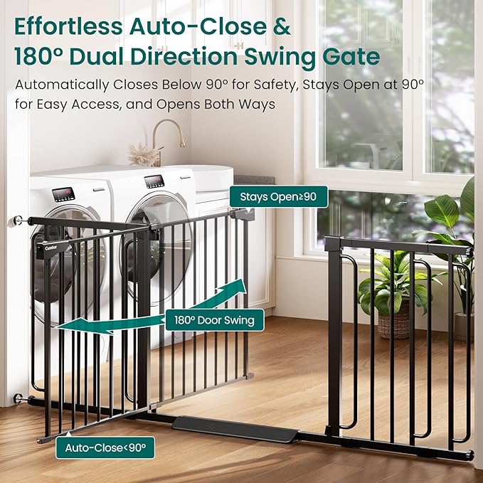 Cumbor Extra Wide Baby Gate, 36.6-69" Walk-Through Dog Gate