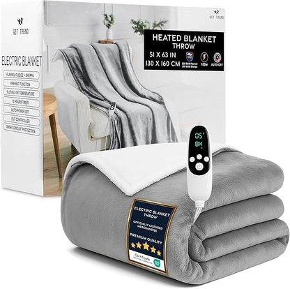 Heated Blanket Electric Luxurious Fleece Throw Blanket, 9 Heat Settings & 12H
