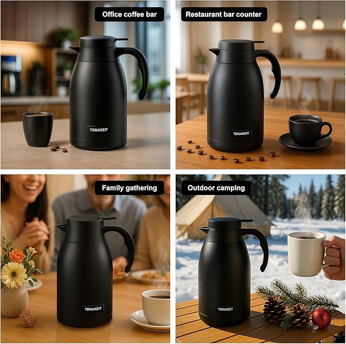 Thermal Coffee Carafe 2L/68 Oz Double-Wall Vacuum 304 Stainless Steel Insulated