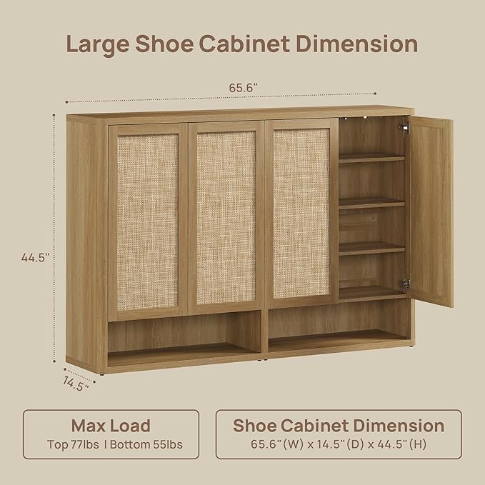 SICOTAS Rattan Shoe Storage Cabinet