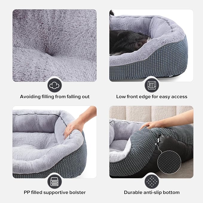 Small Dog Bed Orthopedic Warming Soft Calming Sleeping Durable with Anti-Slip Bottom