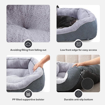 Small Dog Bed Orthopedic Warming Soft Calming Sleeping Durable with Anti-Slip Bottom