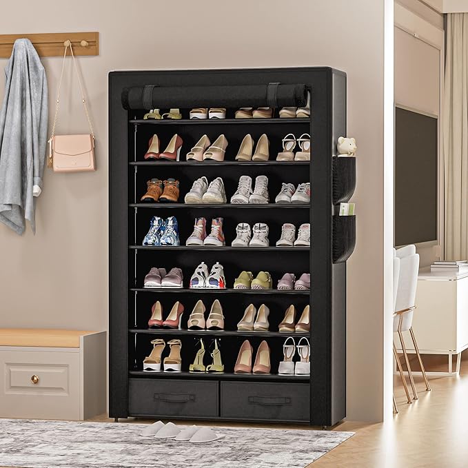 OYREL Tall Shoe Rack Dustproof Cabinet Large Capacity 8 Tier Shoe Organizer