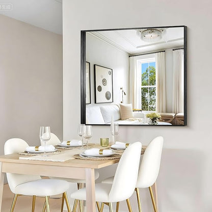 CIRCUMI Black Bathroom Mirror, Brushed Finish, Tempered Glass, Mirror
