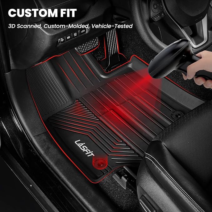 LASFIT Floor Mats&Trunk Mat for Toyota RAV4 2019-2025(Not Fit Hybrid) All Weather TPE Mats Custom Fit for Floor Liner for Toyota RAV 4 LE/XLE/Limited/TRD/Adventure Front and Rear 2 Row Car Mats,Black
