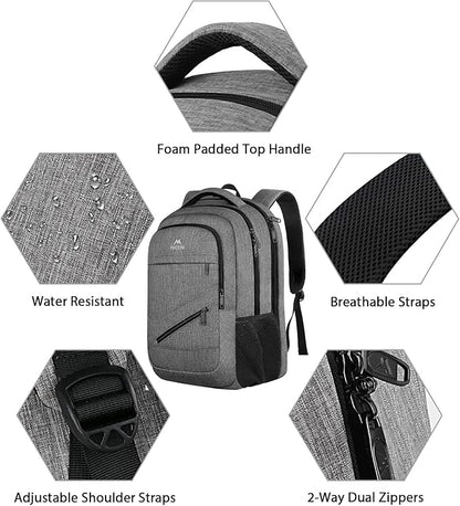 MATEIN Laptop Backpack 15.6 Inch, 20 L Personal Item Bag Airport Approved, Water Resistant Work Commute Computer Backpack with TSA Laptop Compartment, Gifts for Women Men, Grey