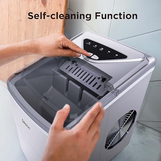 Silonn Ice Makers Countertop, 9 Cubes Ready in 6 Mins, Self-Cleaning Ice Machine