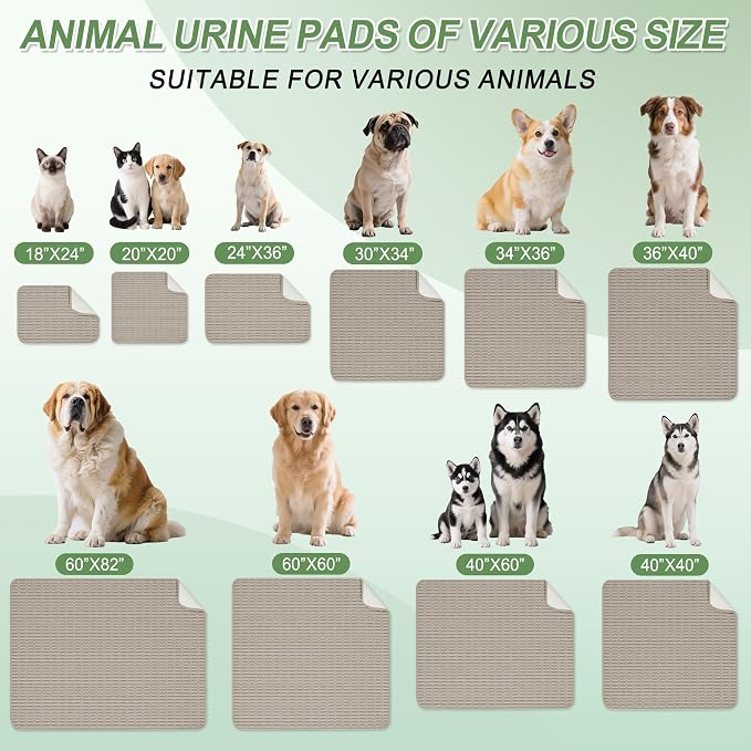 Washable Pee Pads for Dogs Puppy Pad, Brown 40”x60” 1 Pack | High Absorbent Dog Pee Pad Leak Proof Cat Rugs, Reusable Non Slip Pet Mat, Wee Wee Pads for Training, Crate and Floor