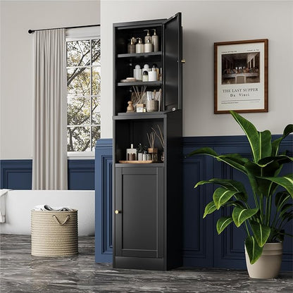 2-Door Metal Storage Cabinet, Tall Slim Pantry Organizer