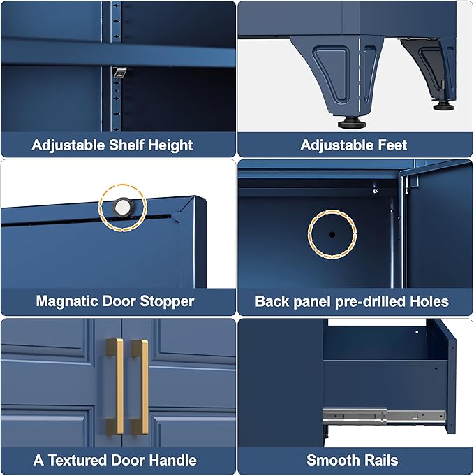 75" Tall Metal Storage Cabinet, Kitchen Pantry Storage Cabinets