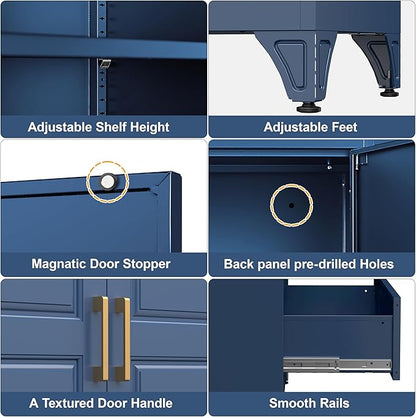 75" Tall Metal Storage Cabinet, Kitchen Pantry Storage Cabinets