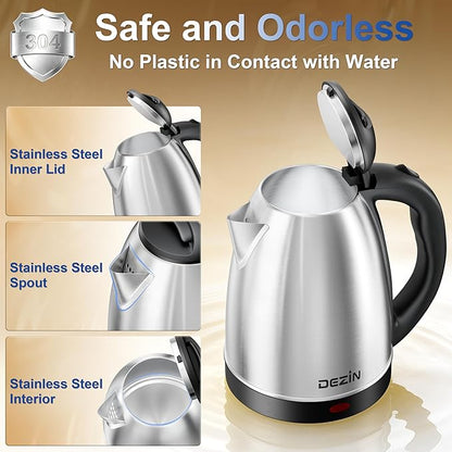 DEZIN Electric Kettle Upgraded, BPA Free 2L Stainless Steel Tea Kettle