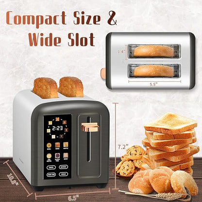 SEEDEEM Toaster 2 Slice with Touch Screen, Faster Heating Speed, 7 Shade Setting