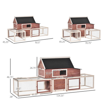 Wooden Chicken Coop, Outdoor Chicken Cage Poultry Hen House with Nesting Box, Double Runs, Asphalt Roof, Ramp