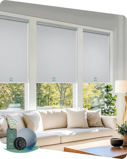 Yoolax Motorized Blinds with Remote, Automatic Window Shades Work with Alexa