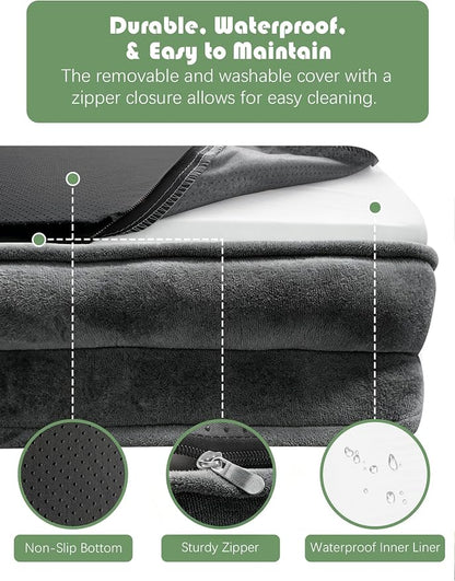 Spotted Play Orthopedic Dog Bed with Sides - Sofa Beds for Medium Dogs, Supportive Foam Pet Couch Bed with Washable Removable Cover, Waterproof Lining and Non-Slip Bottom, Dark Grey - M