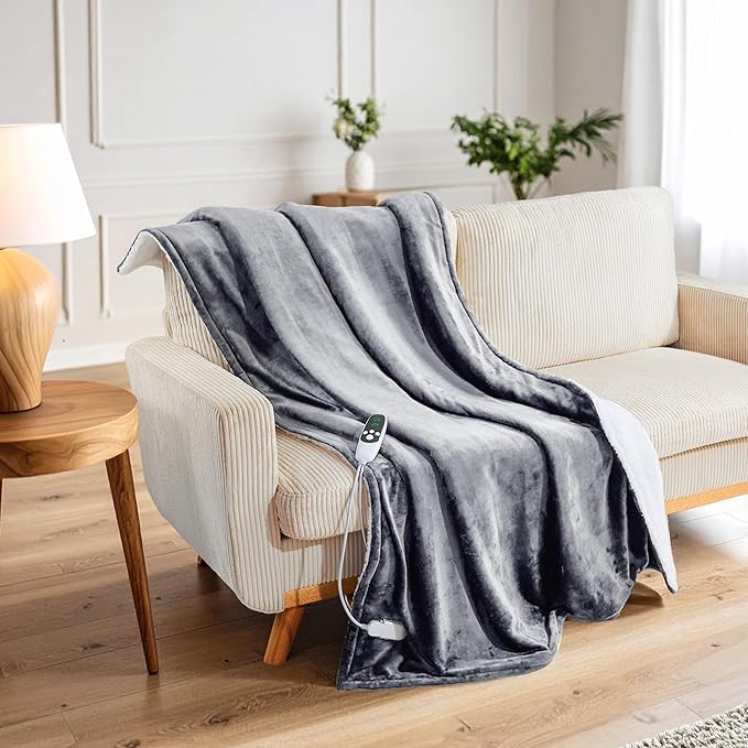 Heated Blanket Electric Luxurious Fleece Twin Blanket, 9 Heat Settings & 12H