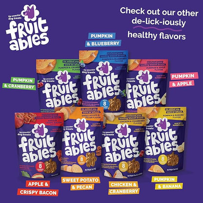 Fruitables Baked Dog Treats, Healthy Pumpkin Treat for Dogs, Low Calorie & Delicious, No Wheat, Corn or Soy, Made in the USA, Pumpkin and Banana Flavor, 12oz
