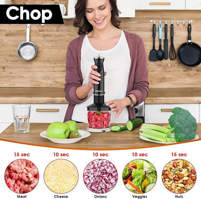 Immersion Blender Set for Kitchen, 500W Extra Quiet Emulsion Blender Handheld