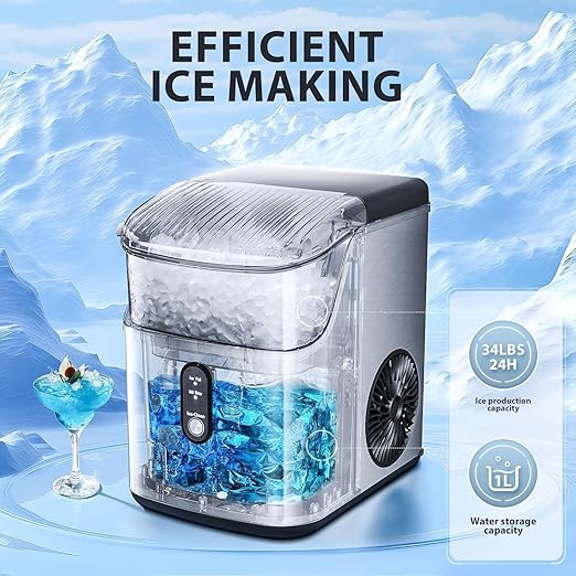 Antarctic Star Nugget Ice Maker Countertop, Chewable Nugget Ice Machine