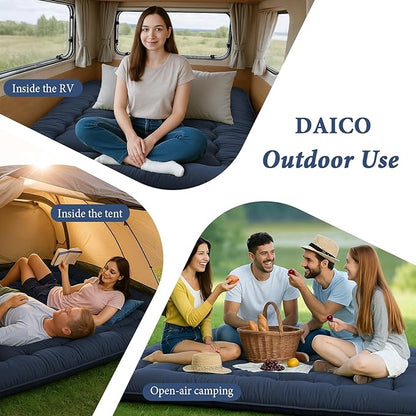 DAICO Japanese Floor Mattress, 4'' Thicken Futon Mattress Tatami Mat, Sleeping Pad Foldable Roll Up Mat for Camping and Guest Room, Twin Size 39''*80'', Navy