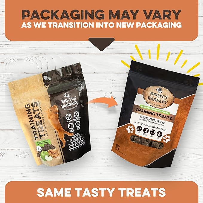 BRUTUS & BARNABY Training Treats for Dogs - Peanut Butter & Apple - All-Natural Healthy Low Calorie Vegan Treat - Great to Use for Rewards in Training Your Puppy Or Dog