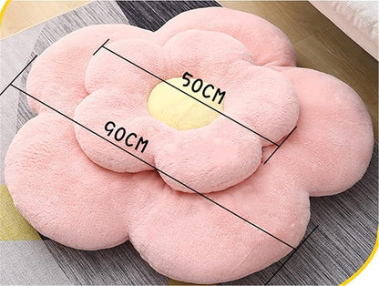 YILANLAN Cute Flower Cushion Plush Floor Pillow Casual Comfortable Pillow Office Living Room Bed Decoration Cushion Simple Room Decoration (50cm, Khaki)
