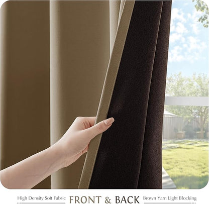 Beauoop 100% Blackout Curtains 63 Inch Long 2 Panels