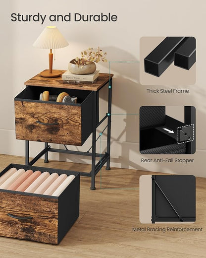 SONGMICS Dresser for Bedroom, Chest of Drawers, Nightstand, 2 Non-Woven Fabric