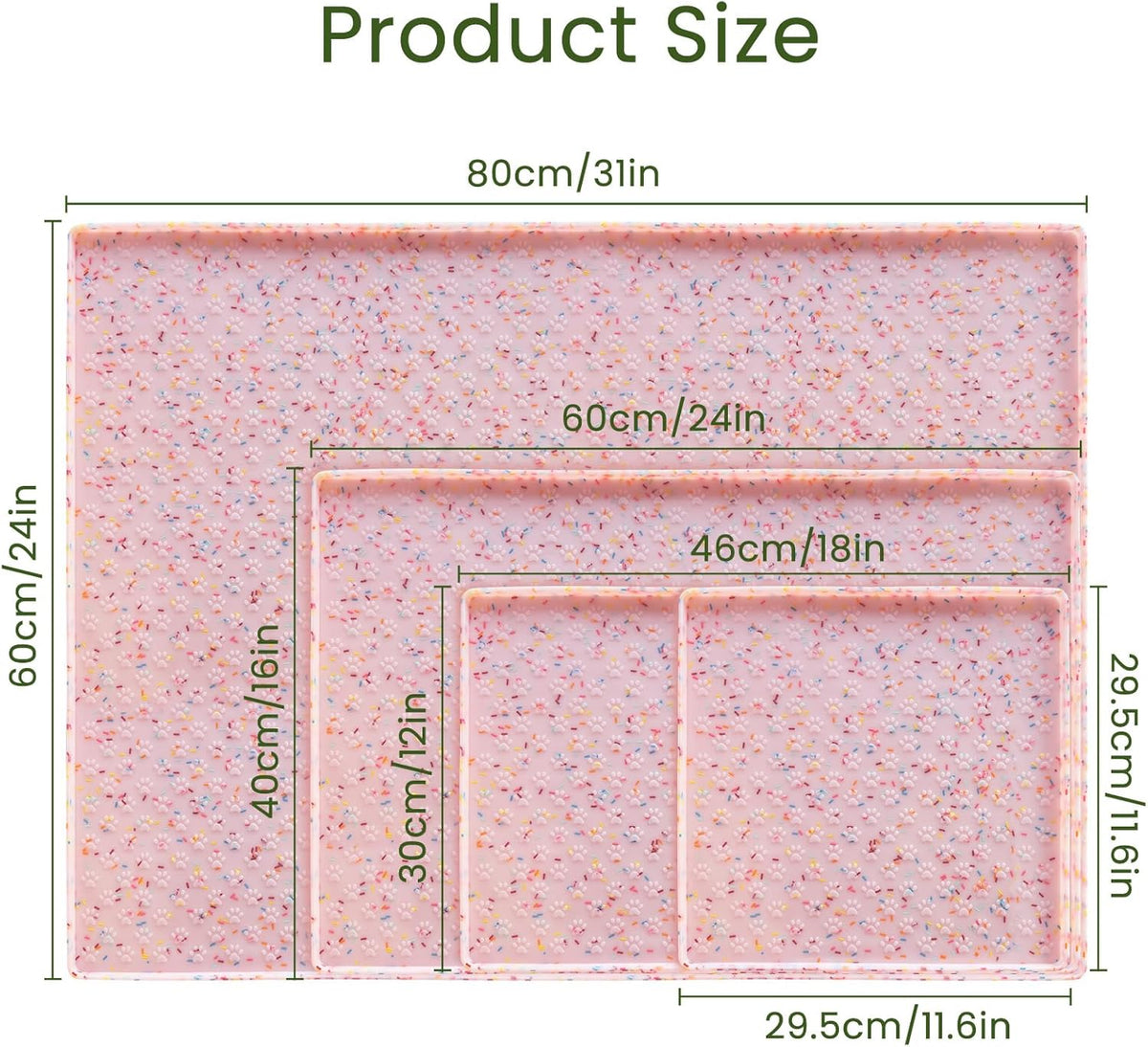 Ptlom Dog Food Mat Anti-Slip Dog Bowl Mats for Food and Water, Waterproof Pet Placemat Prevents Messy Spill to Floor, Silicone Puppy Feeding Tray for Small, Medium and Large Dogs Cats, Pink