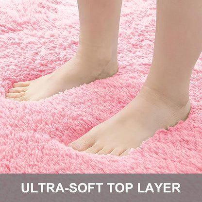 OLANLY 2x6 Machine Washable Runner Rugs for Hallway, Soft Fluffy Shaggy Bedside Rugs for Bedroom, Living Room, Indoor Floor Carpet for Kids Girls and Boys, Nursery Rooms, Home Decor Aesthetic, Pink