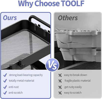 TOOLF 4-Tier Metal Rolling Cart