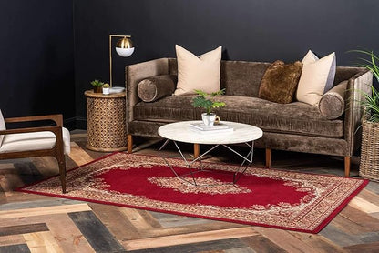 Unique Loom Reza Collection Traditional Persian Style Area Rug, Rectangular 7' 1" x 10' 0", Burgundy/Ivory