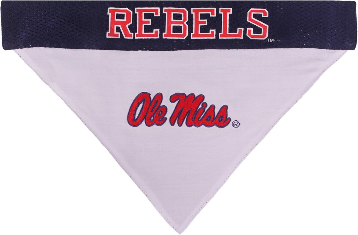 Pets First Collegiate Pet Accessories, Reversible Bandana, Mississippi Ole Miss Rebels, Small/Medium