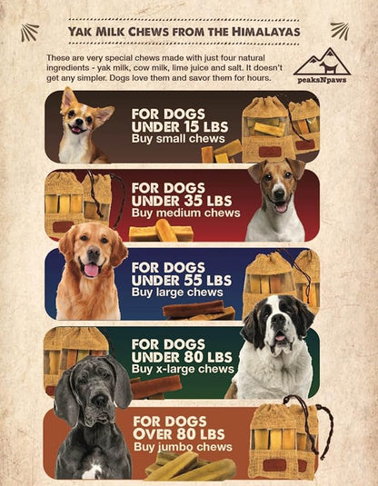 peaksNpaws Himalayan Yak Chews, High Protein Cheese Sticks, Lactose Free, Natural, Long Lasting Dog Treat for Aggressive Chewers Under 15 lbs, 20 Small Treat Sticks, 100% Eco-Friendly Packaging