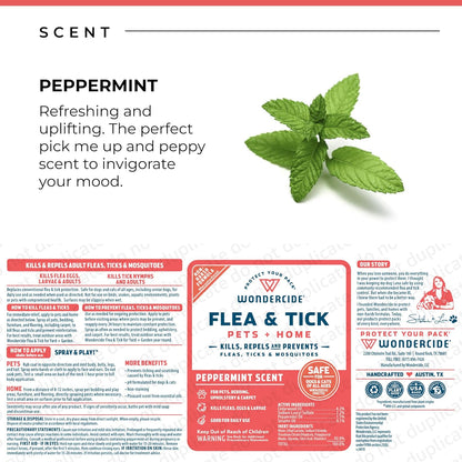 Wondercide - Flea, Tick & Mosquito Spray for Dogs, Cats, and Home - Flea and Tick Killer, Control, Prevention, Treatment - with Natural Essential Oils - Pet and Family Safe - Peppermint 128 oz