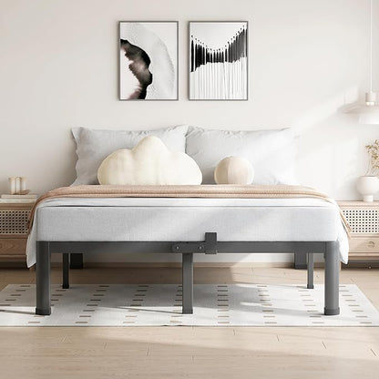 7 Inch Full Size Bed Frame, 3500Lbs Heavy Duty Metal Platform with Round Corner Legs Mattress Slide Stopper, Steel Slat Support No Box Spring Needed, Noise Free, Non-Slip, Easy Assembly
