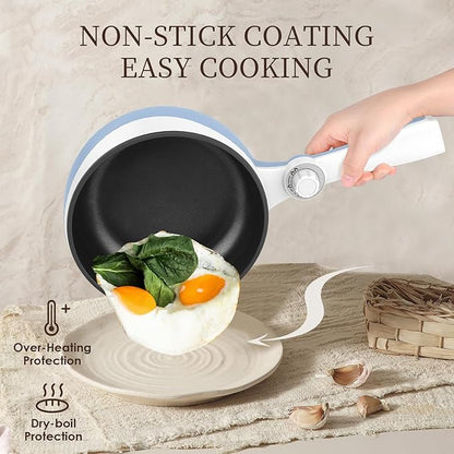 Audecook Hot Pot Electric, 1.7L Mini Electric Skillet Portable Nonstick Sauté