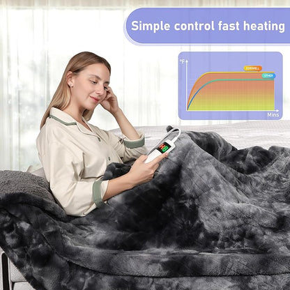 Electric Heated Blanket Full 72''x84''Size Faux Fur Heating Blanket 10 Heating