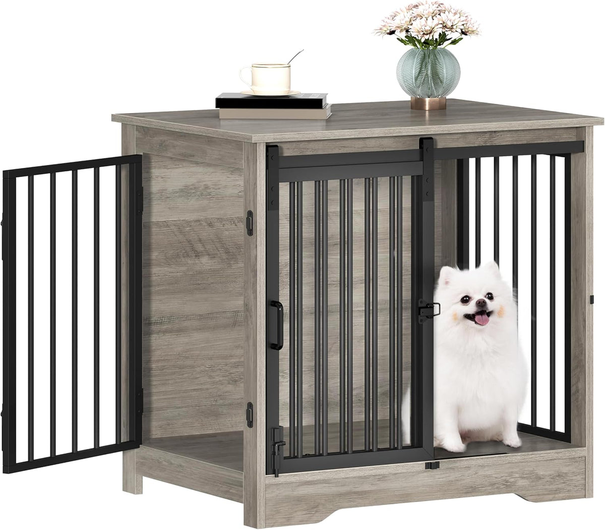 27.2" Dog Crate Furniture with Barn Door. A calm, considered pick for modern pet homes.