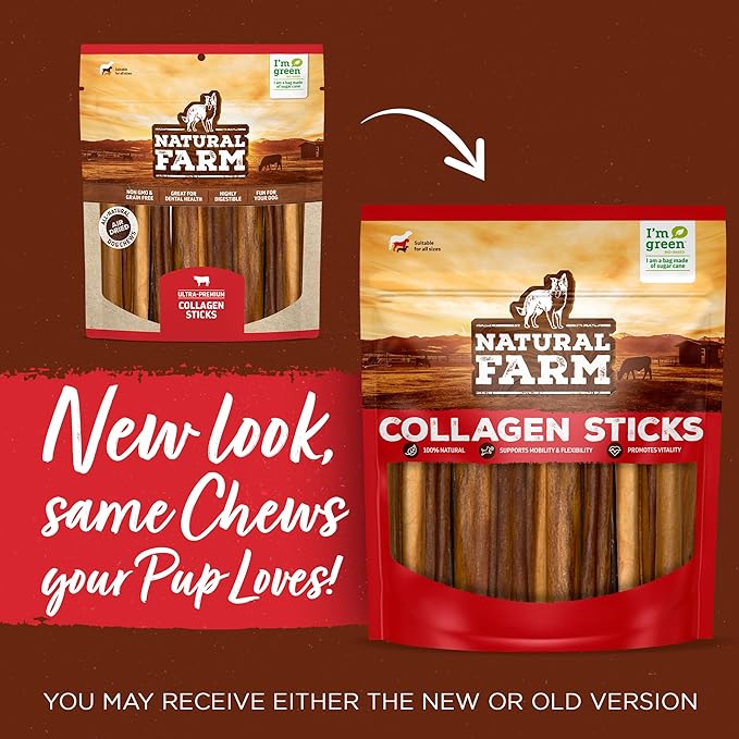 Natural Farm Chicken Stuffed Collagen Sticks with Real Chicken for Dogs (6 Inch, 5-Pack), Rawhide-Free Collagen Sticks, Odor-Free Natural Dog Chews, Long Lasting, for Small, Medium and Large Dogs