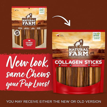Natural Farm Chicken Stuffed Collagen Sticks with Real Chicken for Dogs (6 Inch, 5-Pack), Rawhide-Free Collagen Sticks, Odor-Free Natural Dog Chews, Long Lasting, for Small, Medium and Large Dogs