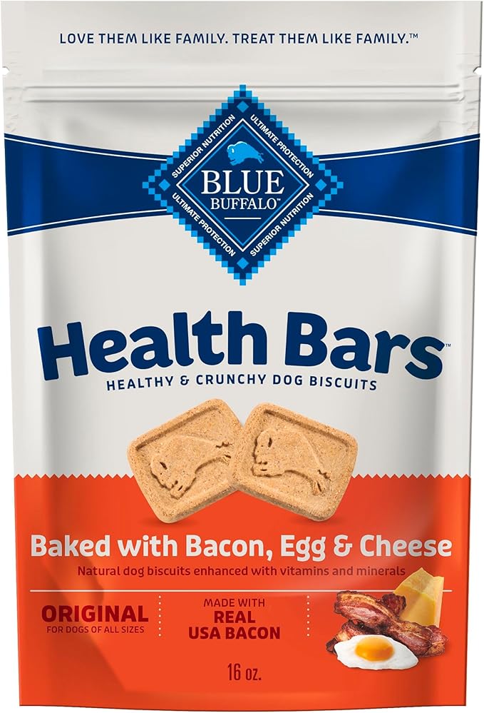 Blue Buffalo Health Bars Crunchy Dog Biscuits, Oven-Baked With Natural Ingredients, Bacon, Egg & Cheese , 16-oz Bag