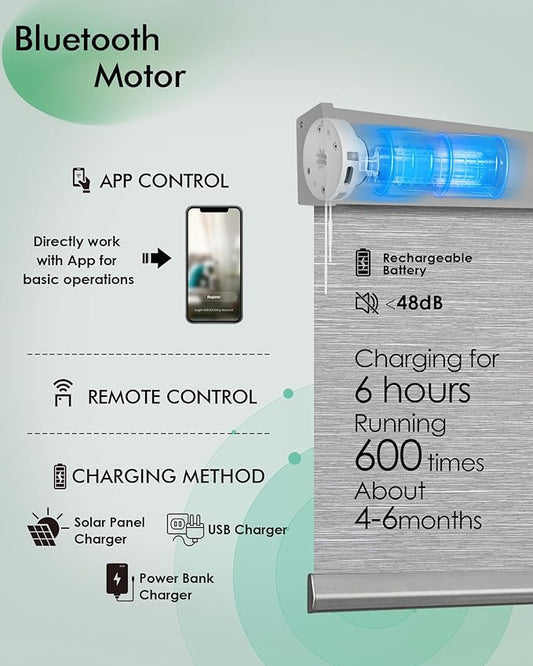 Yoolax Motorized Blinds with Remote, Light Filtering Remote Shades