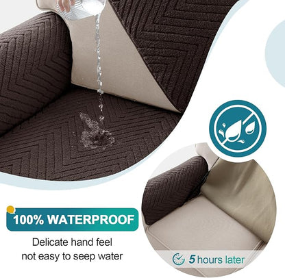 Turquoize Waterproof Couch Cover for Dogs Fuzzy Pet Couch Covers for Sofa Thick Dog Bed Cover Non-Slip Sofa Covers for 3 Cushion Couch Protector Slipcover Pet Friendly (Brown, 36" x 96")