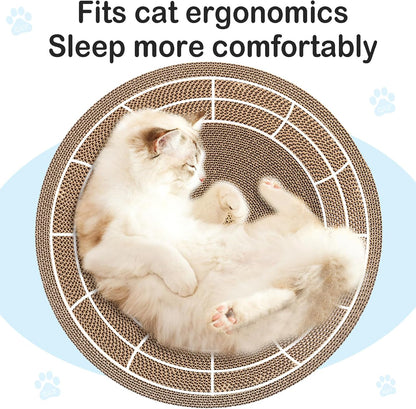 Cat Scratcher, 17.7x17.7 inches Cardboard Cat Scratchers for Indoor Cats, Large Cat Scratching Board, Round Bowl Cat Scratch Pad Bed with Catnip