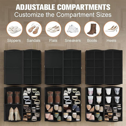 2 Pack Shoe Organizer for Closet, Foldable Shoe Storage Organizer