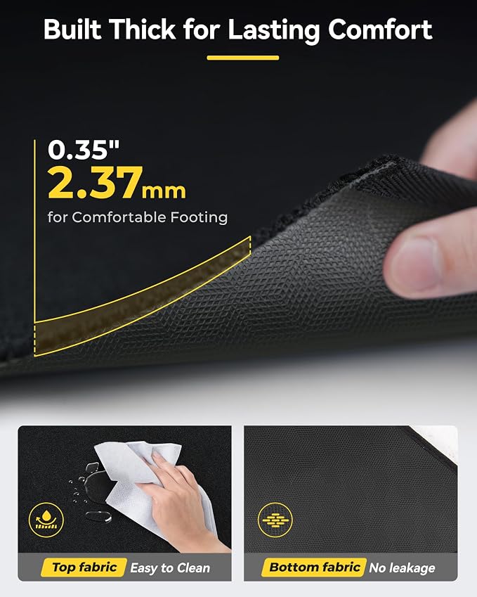 3W Floor Mats with First Row Carpets for Toyota Tacoma 2016-2023, TPE Floor Liner Thickened Carpet with Safety Locks and Driver Heel Pad fit Tacoma Cars Accessory(Only for Double Cab and Automatic)