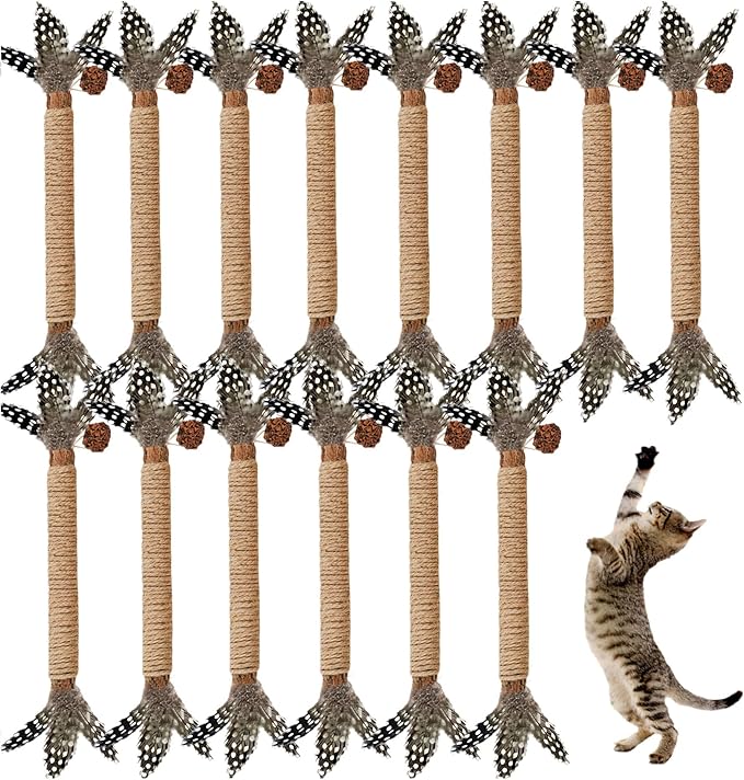 Cat Toys,14Pack Silvervine Cat Feather Toy Kitten Chew Stick Catnip Treat for Cleaning Teeth Indoor Kitty Teaser Wand Molar Snack Interactive Pet Rabbit Bunny Hamster Guinea Pig