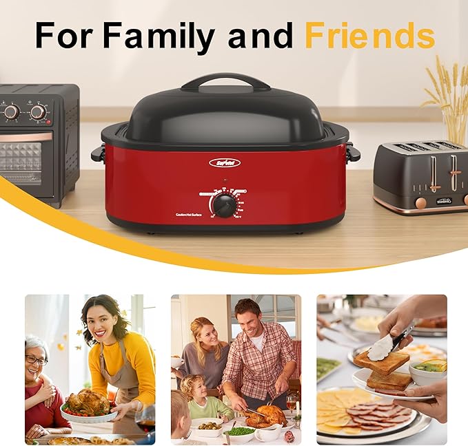 Sunvivi Roaster Oven with Self-Basting Lid, 18 Quart Electric Roaster with